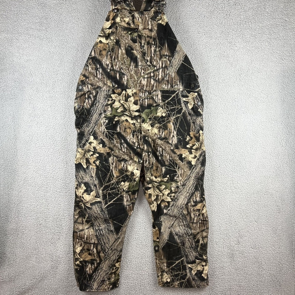 Vintage Mossy Oak Bib Overalls Mens XXL Break Up Camo Made in USA Hunting Cotton